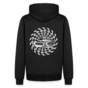 tekno tank 23 - Männer Premium Bio Hoodie - Schwarz - Hinten - Nico (187cm)