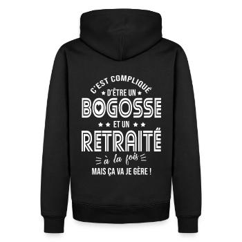 Cadeau retraite papa retraite 2022 retraité - Sweat à capuche Premium bio Homme - noir - Dos - Nico (187cm)