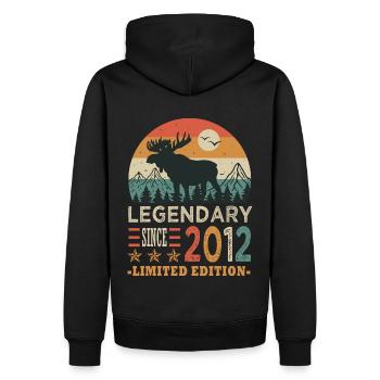 2012 legendary anniversaire né en 2012 - Sweat à capuche Premium bio Homme - noir - Dos - Nico (187cm)