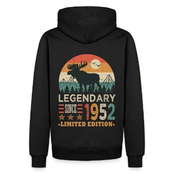 1952 legendary anniversaire né en 1952 - Sweat à capuche Premium bio Homme - noir - Dos - Nico (187cm)