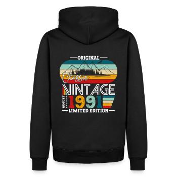 33e anniversaire Original août 1991 Né en 1991 - Sweat à capuche Premium bio Homme - noir - Dos - Nico (187cm)