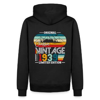 85e anniversaire Original août 1939 Né en 1939 - Sweat à capuche Premium bio Homme - noir - Dos - Nico (187cm)