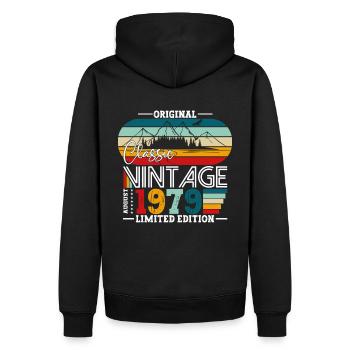45e anniversaire Original août 1979 Né en 1979 - Sweat à capuche Premium bio Homme - noir - Dos - Nico (187cm)