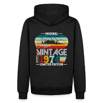50e anniversaire Original août 1974 Né en 1974 - Sweat à capuche Premium bio Homme - noir - Dos - Nico (187cm)