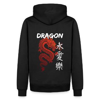 Dragon - Männer Premium Bio Hoodie - Schwarz - Hinten - Nico (187cm)