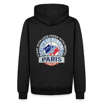 Let s go running in Paris Marathon - Sweat à capuche Premium bio Homme - noir - Dos - Nico (187cm)