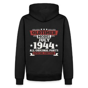 80ème Anniversaire Voiture Classique Juillet 1944 Millésime 1944 - Sweat à capuche Premium bio Homme - noir - Dos - Nico (187cm)