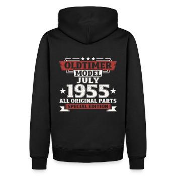 70. Geburtstag Oldtimer Juli 1955 Jahrgang 1955 - Männer Premium Bio Hoodie - Schwarz - Hinten - Nico (187cm)
