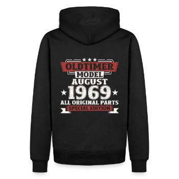 Oldtimer August 1969 Jahrgang 1969 55. Geburtstag - Männer Premium Bio Hoodie - Schwarz - Hinten - Nico (187cm)