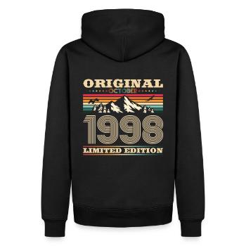 25. Geburtstag Original Oktober Jahrgang 1998 - Männer Premium Bio Hoodie - Schwarz - Hinten - Nico (187cm)