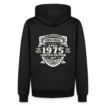 49th Birthday Husband Original April Vintage 1975 - Men’s Premium Organic Hoodie - black - Back - Nico (187cm)