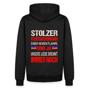 Stolzer Feuerwehrmann - Männer Premium Bio Hoodie - Schwarz - Hinten - Nico (187cm)