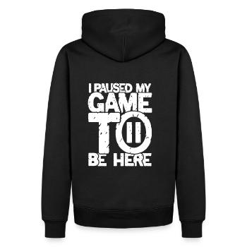 My game pauses - Men’s Premium Organic Hoodie - black - Back - Nico (187cm)