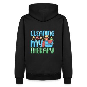 Reinigungstherapie - Männer Premium Bio Hoodie - Schwarz - Hinten - Nico (187cm)