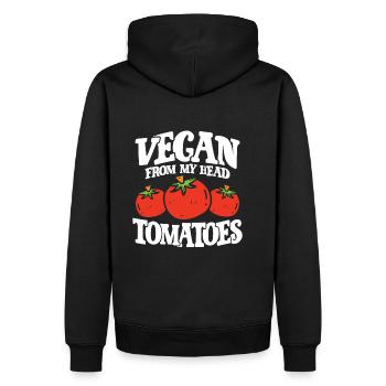 Tomates de tête végétaliennes - Sweat à capuche Premium bio Homme - noir - Dos - Nico (187cm)