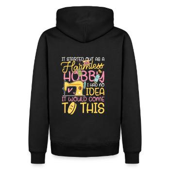 Harmless hobby - Men’s Premium Organic Hoodie - black - Back - Nico (187cm)