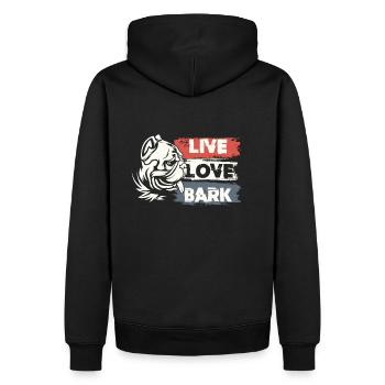 Vivre Love Belle - Sweat à capuche Premium bio Homme - noir - Dos - Nico (187cm)