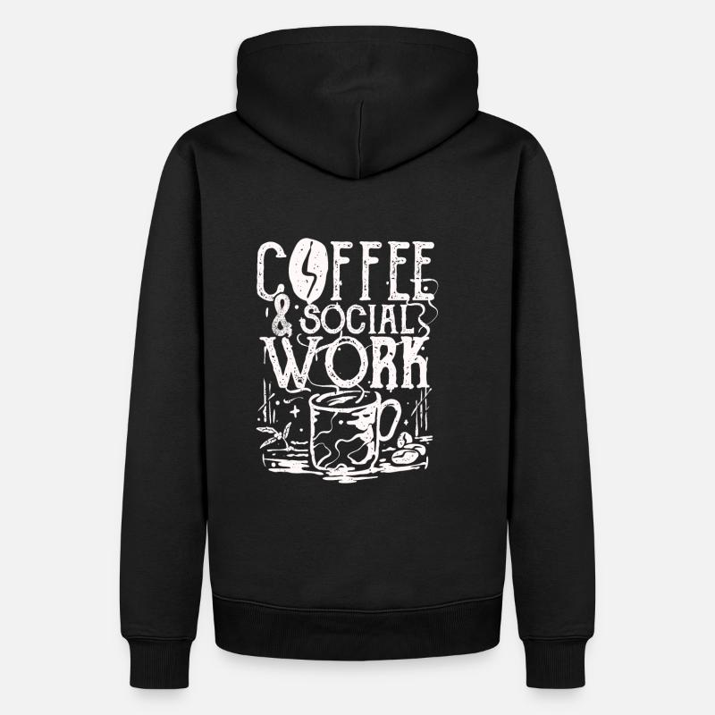 Café Travail social - Sweat à capuche Premium bio Homme - noir