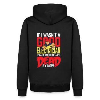 Guter Elektriker - Männer Premium Bio Hoodie - Schwarz - Hinten - Nico (187cm)