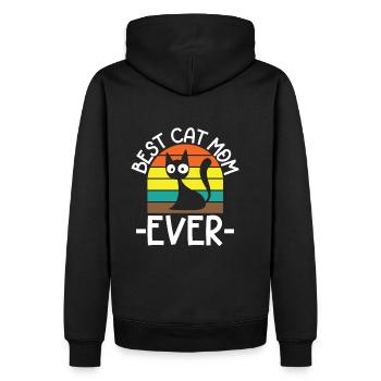 Beste Katzenmama - Männer Premium Bio Hoodie - Schwarz - Hinten - Nico (187cm)