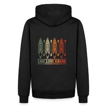 Live Love Kajak - Männer Premium Bio Hoodie - Schwarz - Hinten - Nico (187cm)