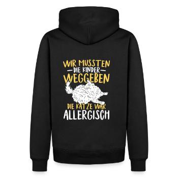Katze war allergisch - Männer Premium Bio Hoodie - Schwarz - Hinten - Nico (187cm)