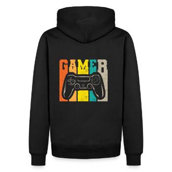 Gamer Arcade Player - Männer Premium Bio Hoodie - Schwarz - Hinten - Nico (187cm)