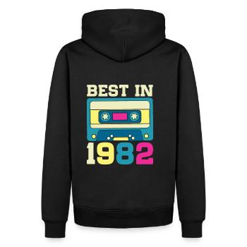 Beste im Jahr 1982 - Männer Premium Bio Hoodie - Schwarz - Hinten - Nico (187cm)