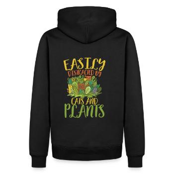 Chats et plantes - Sweat à capuche Premium bio Homme - noir - Dos - Nico (187cm)