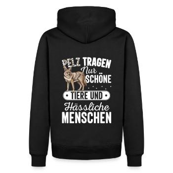 Pelz tragen nur schöne Tiere - Männer Premium Bio Hoodie - Schwarz - Hinten - Nico (187cm)