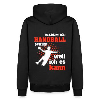 Pourquoi est-ce que je joue au handball ? Parce que je le peux. - Sweat à capuche Premium bio Homme - noir - Dos - Nico (187cm)