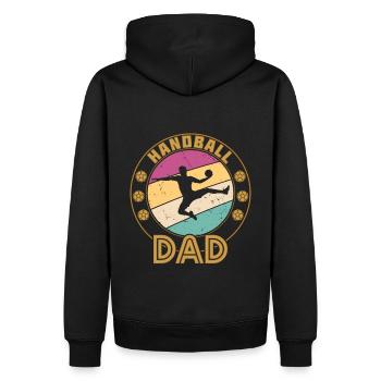 Papa handball - Sweat à capuche Premium bio Homme - noir - Dos - Nico (187cm)