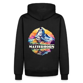 Matterhorn Berg Wandern Andenken Zermatt Schweiz - Männer Premium Bio Hoodie - Schwarz - Hinten - Nico (187cm)