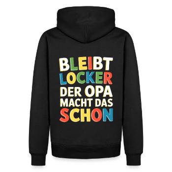 Bleibt locker Opa macht das schon Opa kann das - Männer Premium Bio Hoodie - Schwarz - Hinten - Nico (187cm)