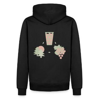"Pfalz im Herzen" in Pastellgrün und Altrosa - Männer Premium Bio Hoodie - Schwarz - Hinten - Nico (187cm)