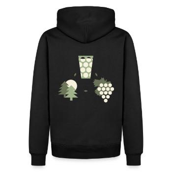 "Pfalz im Herzen" in Grün und Beige - Männer Premium Bio Hoodie - Schwarz - Hinten - Nico (187cm)