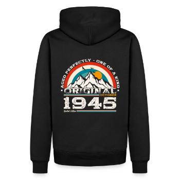 80e anniversaire Légende Octobre 1945 Volume 45 - Sweat à capuche Premium bio Homme - noir - Dos - Nico (187cm)