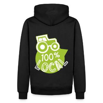 producteur 100% local, magasin producteurs - Sweat à capuche Premium bio Homme - noir - Dos - Nico (187cm)