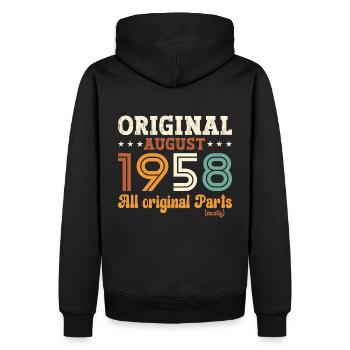 66e anniversaire Original août 1958 Né en 1958 - Sweat à capuche Premium bio Homme - noir - Dos - Nico (187cm)