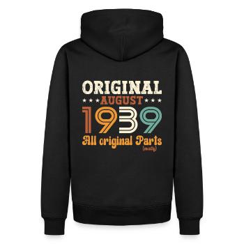 85e anniversaire Original août 1939 Né en 1939 - Sweat à capuche Premium bio Homme - noir - Dos - Nico (187cm)