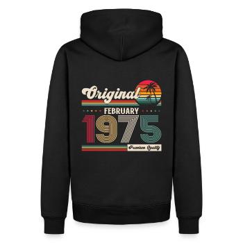 50th Birthday Gift Husband Original February 1975 - Men’s Premium Organic Hoodie - black - Back - Nico (187cm)