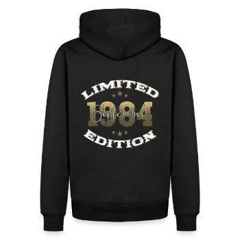 40e anniversaire Original septembre 1984 Volume 84 - Sweat à capuche Premium bio Homme - noir - Dos - Nico (187cm)