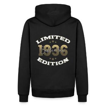 88ème Anniversaire Original Septembre 1936 Millésime - Sweat à capuche Premium bio Homme - noir - Dos - Nico (187cm)