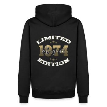 50e anniversaire Original août 1974 Né en 1974 - Sweat à capuche Premium bio Homme - noir - Dos - Nico (187cm)