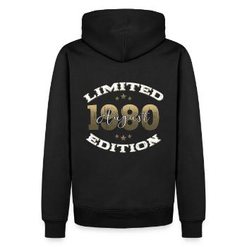 44. Geburtstag Original August 1980 Jahrgang 1980 - Männer Premium Bio Hoodie - Schwarz - Hinten - Nico (187cm)
