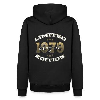 45e anniversaire Original août 1979 Né en 1979 - Sweat à capuche Premium bio Homme - noir - Dos - Nico (187cm)