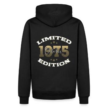 50. Geburtstag Vintage Oktober 1975 Geschenkidee - Männer Premium Bio Hoodie - Schwarz - Hinten - Nico (187cm)