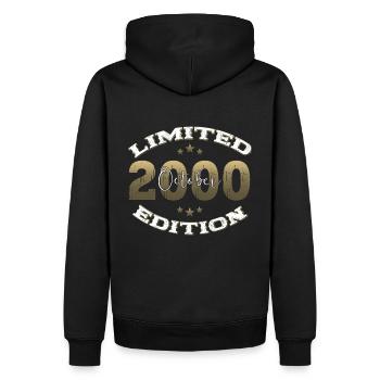 24. Geburtstag Vintage Oktober 2000 Jahrgang - Männer Premium Bio Hoodie - Schwarz - Hinten - Nico (187cm)