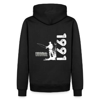 33ème Anniversaire Pêcheur Pêche 1991 Millésime 1991 - Sweat à capuche Premium bio Homme - noir - Dos - Nico (187cm)