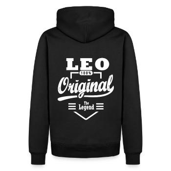 Cadeau Leo original personnalisé prénom leo - Sweat à capuche Premium bio Homme - noir - Dos - Nico (187cm)
